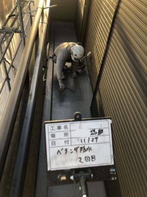 ベランダ防水塗装2回目